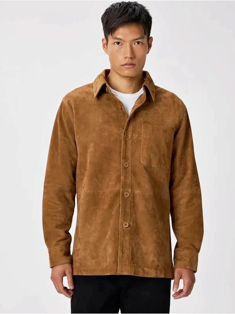 Quince Men 100% Suede Overshirt Brown